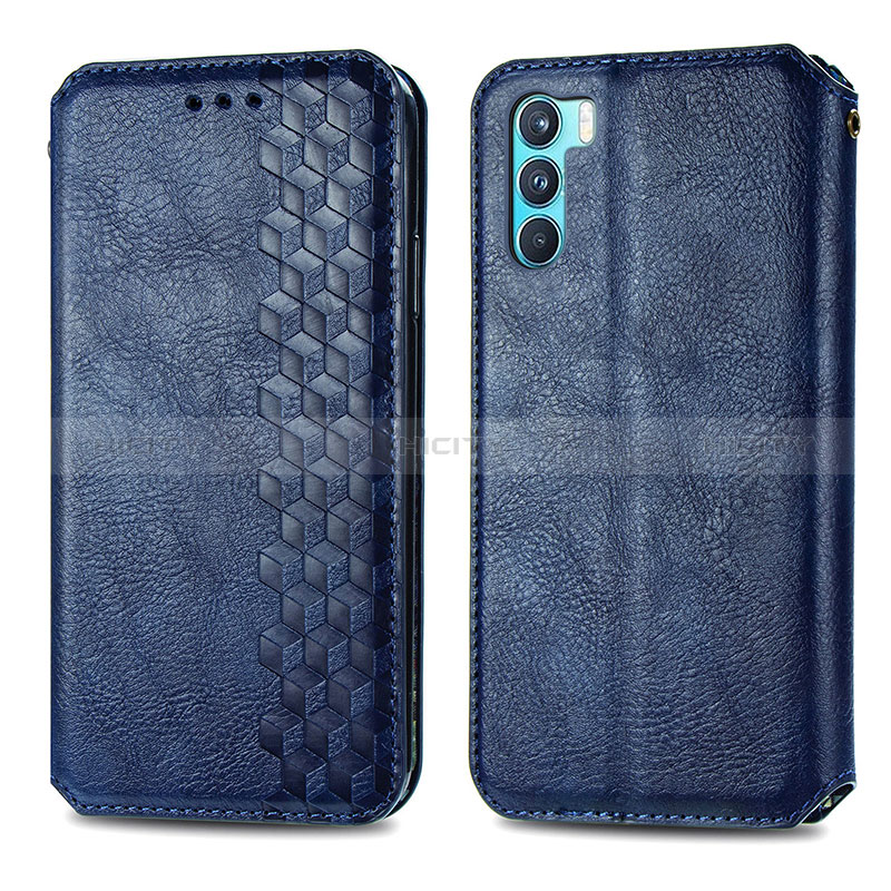 Custodia Portafoglio In Pelle Cover con Supporto S01D per Oppo K9 Pro 5G Blu