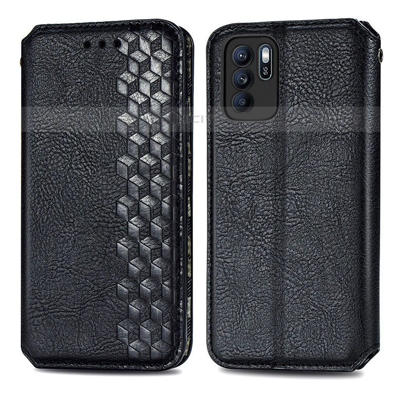 Custodia Portafoglio In Pelle Cover con Supporto S01D per Oppo Reno6 Z 5G Nero