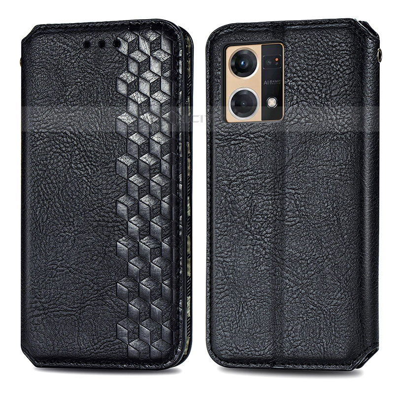 Custodia Portafoglio In Pelle Cover con Supporto S01D per Oppo Reno8 4G Nero