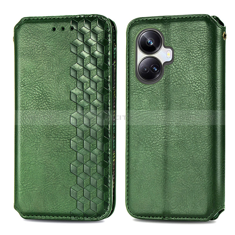 Custodia Portafoglio In Pelle Cover con Supporto S01D per Realme 10 Pro+ Plus 5G Verde