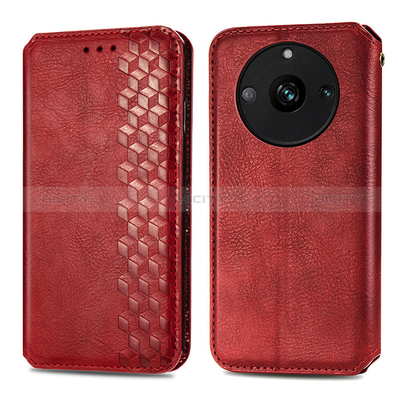 Custodia Portafoglio In Pelle Cover con Supporto S01D per Realme 11 Pro+ Plus 5G Rosso