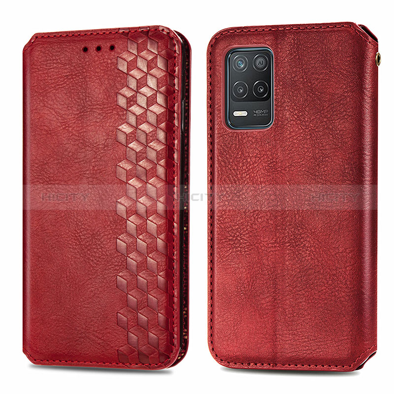 Custodia Portafoglio In Pelle Cover con Supporto S01D per Realme 8 5G Rosso