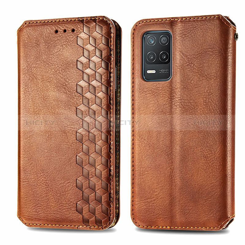 Custodia Portafoglio In Pelle Cover con Supporto S01D per Realme 8s 5G Marrone