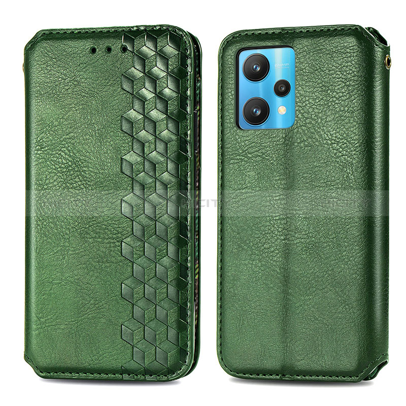 Custodia Portafoglio In Pelle Cover con Supporto S01D per Realme 9 4G Verde