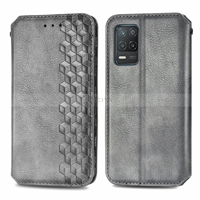 Custodia Portafoglio In Pelle Cover con Supporto S01D per Realme 9 5G India Grigio