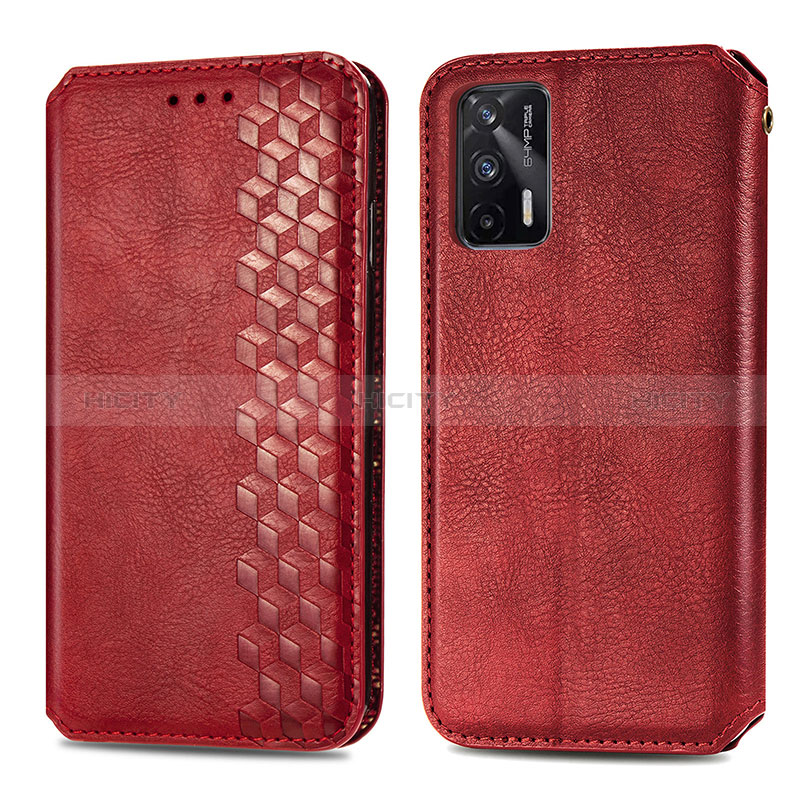 Custodia Portafoglio In Pelle Cover con Supporto S01D per Realme GT 5G Rosso