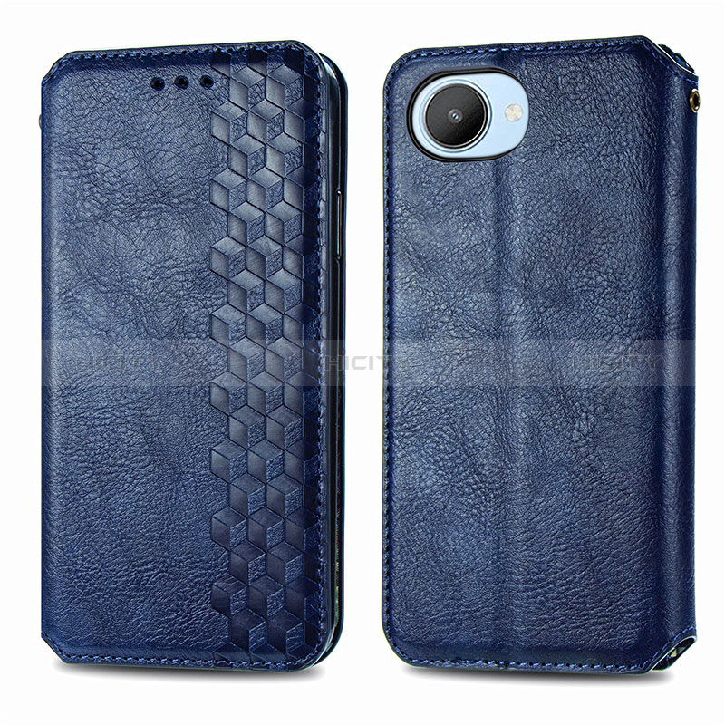 Custodia Portafoglio In Pelle Cover con Supporto S01D per Realme Narzo 50i Prime Blu