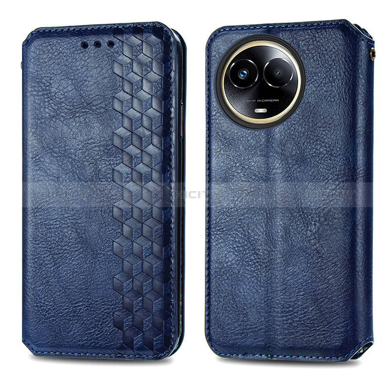 Custodia Portafoglio In Pelle Cover con Supporto S01D per Realme V50s 5G Blu