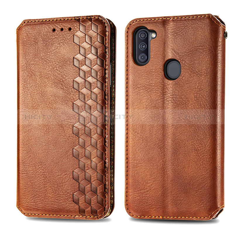 Custodia Portafoglio In Pelle Cover con Supporto S01D per Samsung Galaxy A11 Marrone