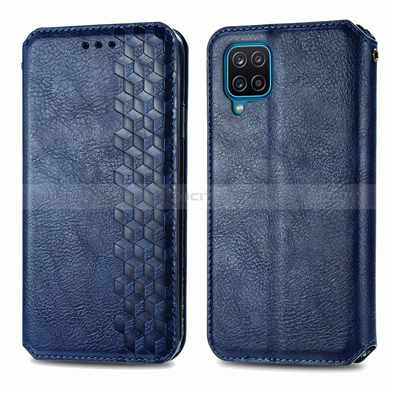 Custodia Portafoglio In Pelle Cover con Supporto S01D per Samsung Galaxy A12 5G Blu