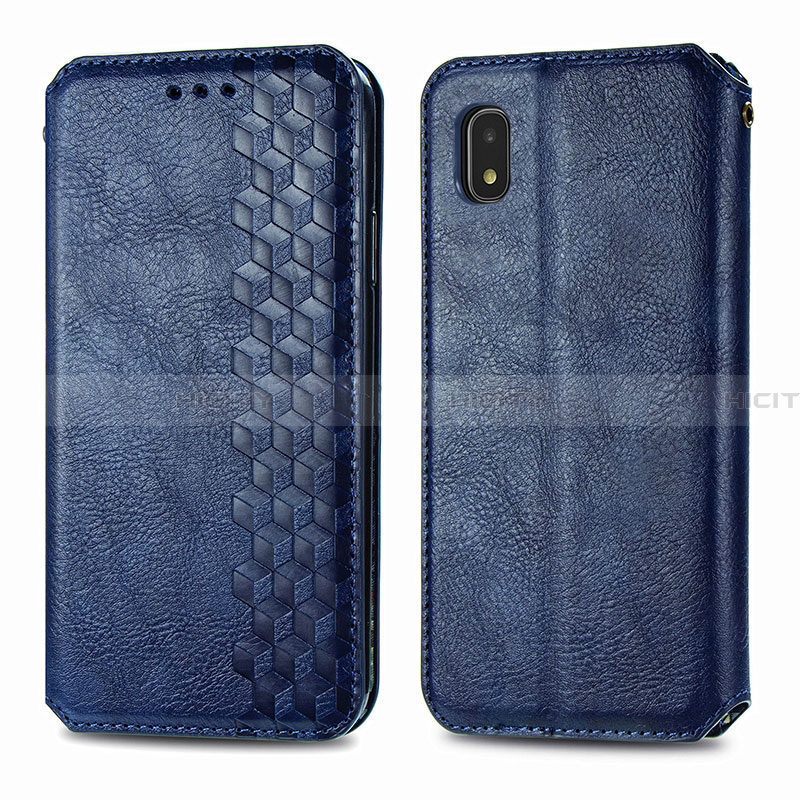 Custodia Portafoglio In Pelle Cover con Supporto S01D per Samsung Galaxy A21 SC-42A Blu