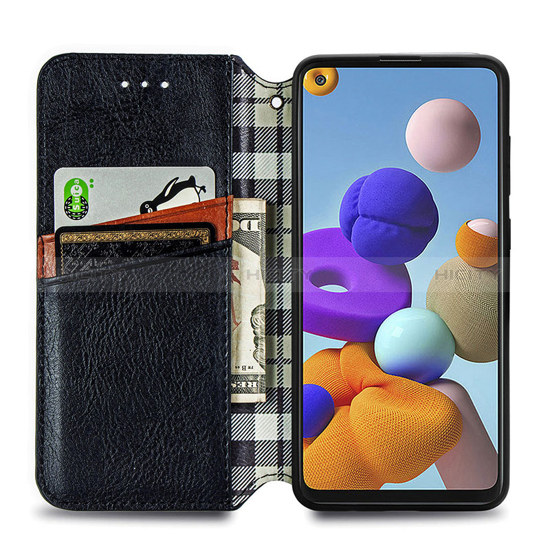 Custodia Portafoglio In Pelle Cover con Supporto S01D per Samsung Galaxy A21s