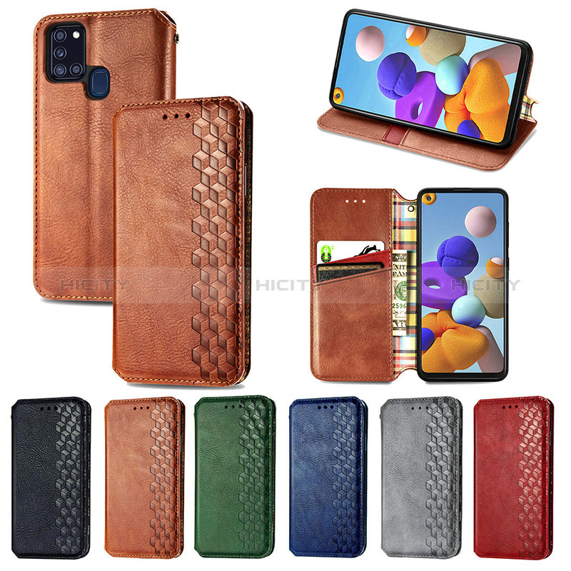 Custodia Portafoglio In Pelle Cover con Supporto S01D per Samsung Galaxy A21s