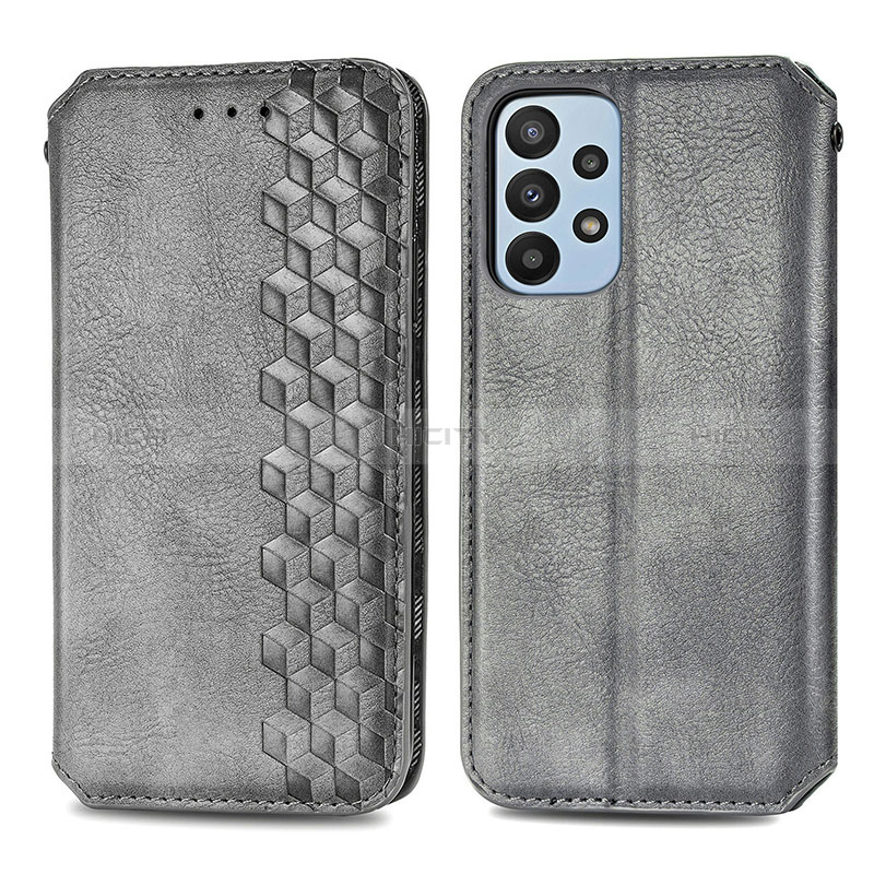 Custodia Portafoglio In Pelle Cover con Supporto S01D per Samsung Galaxy A23 5G Grigio