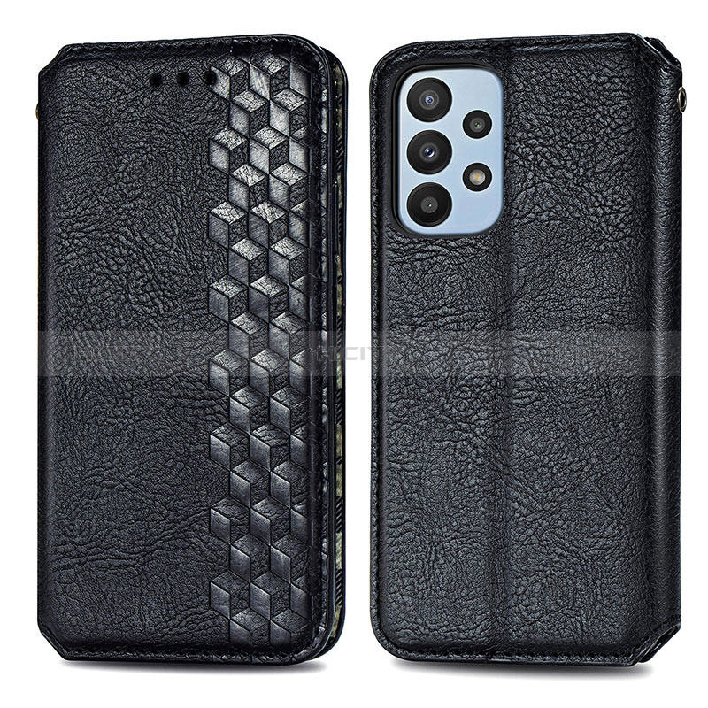 Custodia Portafoglio In Pelle Cover con Supporto S01D per Samsung Galaxy A23 5G Nero