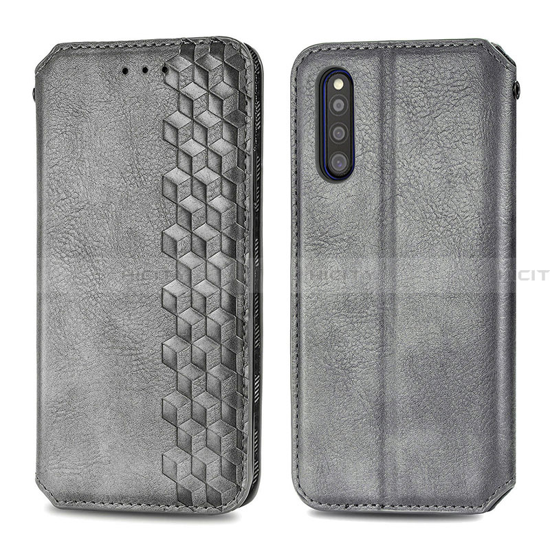 Custodia Portafoglio In Pelle Cover con Supporto S01D per Samsung Galaxy A41 SC-41A Grigio