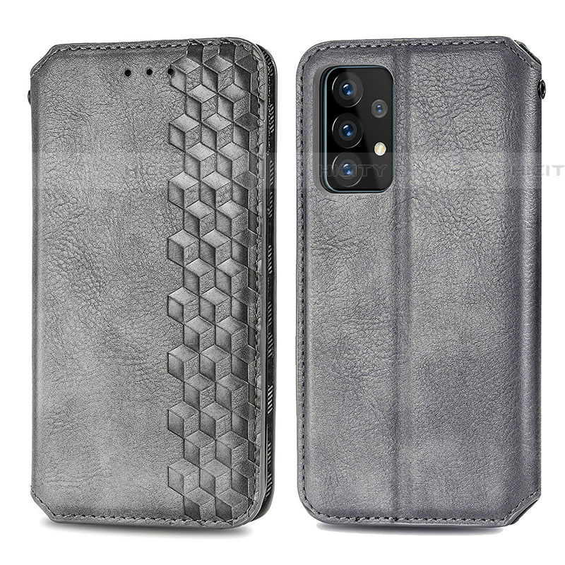 Custodia Portafoglio In Pelle Cover con Supporto S01D per Samsung Galaxy A52 4G Grigio