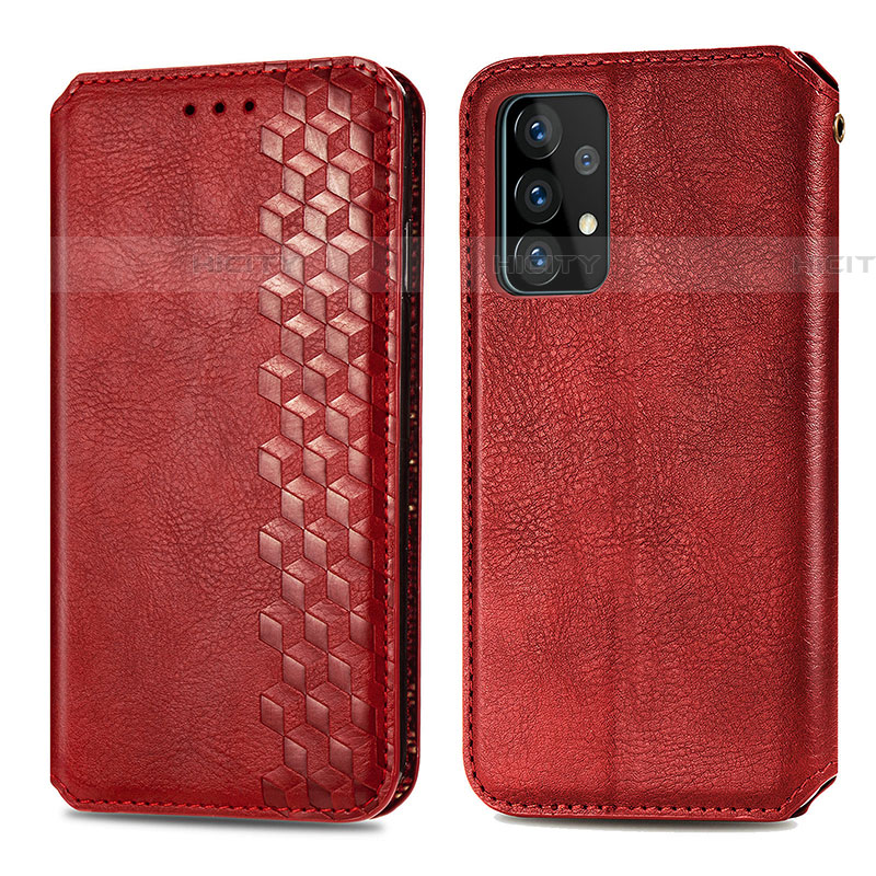 Custodia Portafoglio In Pelle Cover con Supporto S01D per Samsung Galaxy A52 4G Rosso