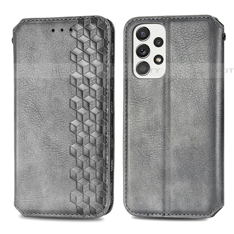 Custodia Portafoglio In Pelle Cover con Supporto S01D per Samsung Galaxy A53 5G Grigio