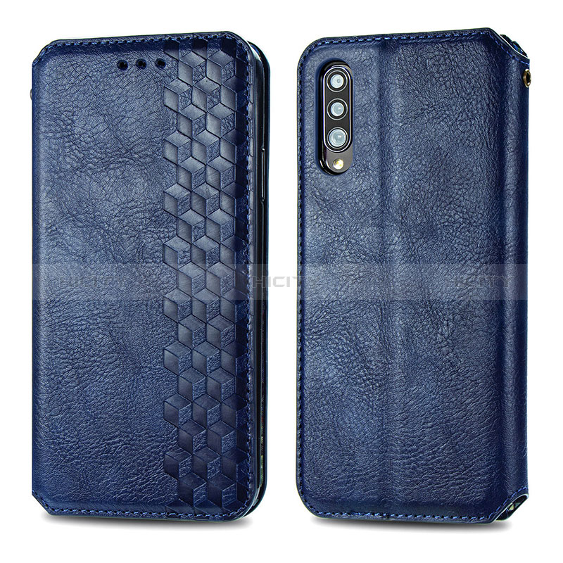 Custodia Portafoglio In Pelle Cover con Supporto S01D per Samsung Galaxy A70S Blu