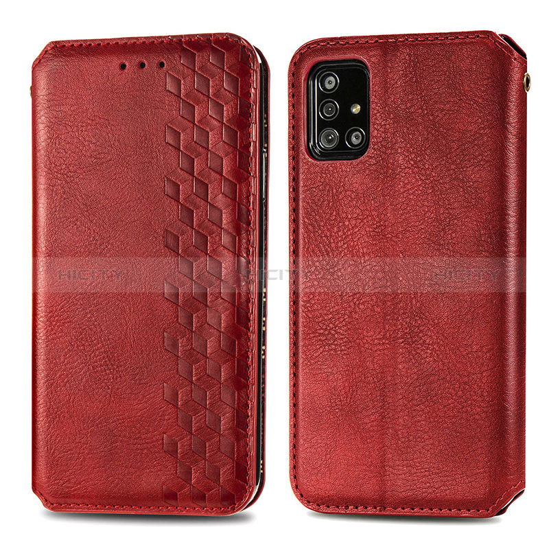 Custodia Portafoglio In Pelle Cover con Supporto S01D per Samsung Galaxy A71 5G Rosso