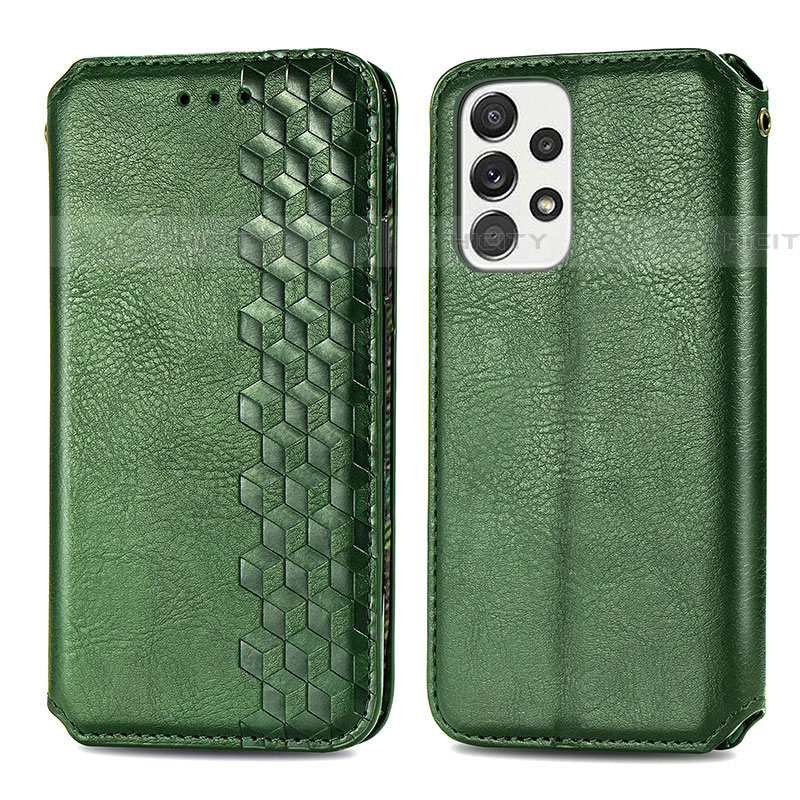 Custodia Portafoglio In Pelle Cover con Supporto S01D per Samsung Galaxy A73 5G Verde