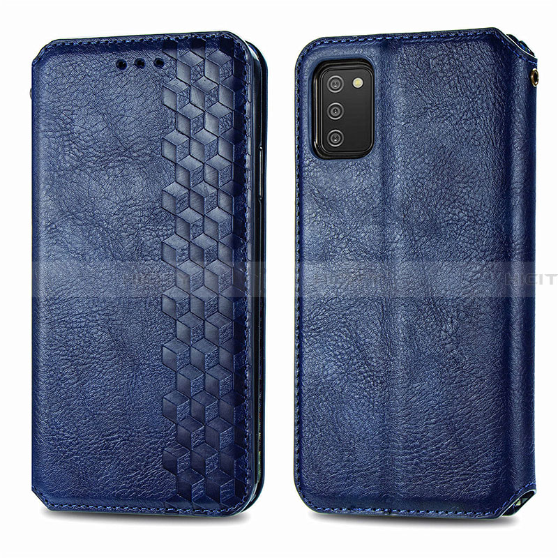 Custodia Portafoglio In Pelle Cover con Supporto S01D per Samsung Galaxy F02S SM-E025F Blu