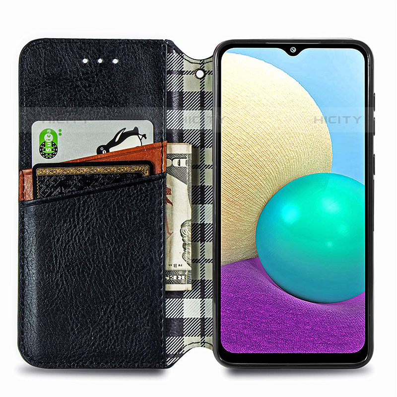 Custodia Portafoglio In Pelle Cover con Supporto S01D per Samsung Galaxy M02