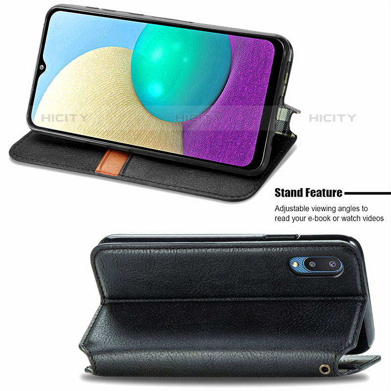 Custodia Portafoglio In Pelle Cover con Supporto S01D per Samsung Galaxy M02