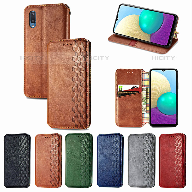 Custodia Portafoglio In Pelle Cover con Supporto S01D per Samsung Galaxy M02