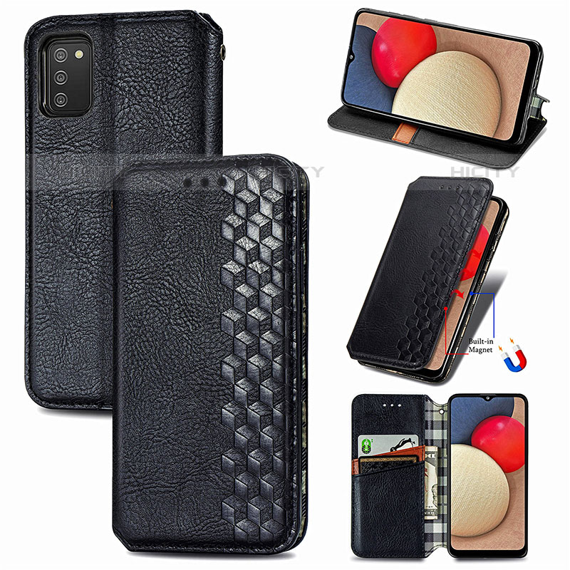 Custodia Portafoglio In Pelle Cover con Supporto S01D per Samsung Galaxy M02s