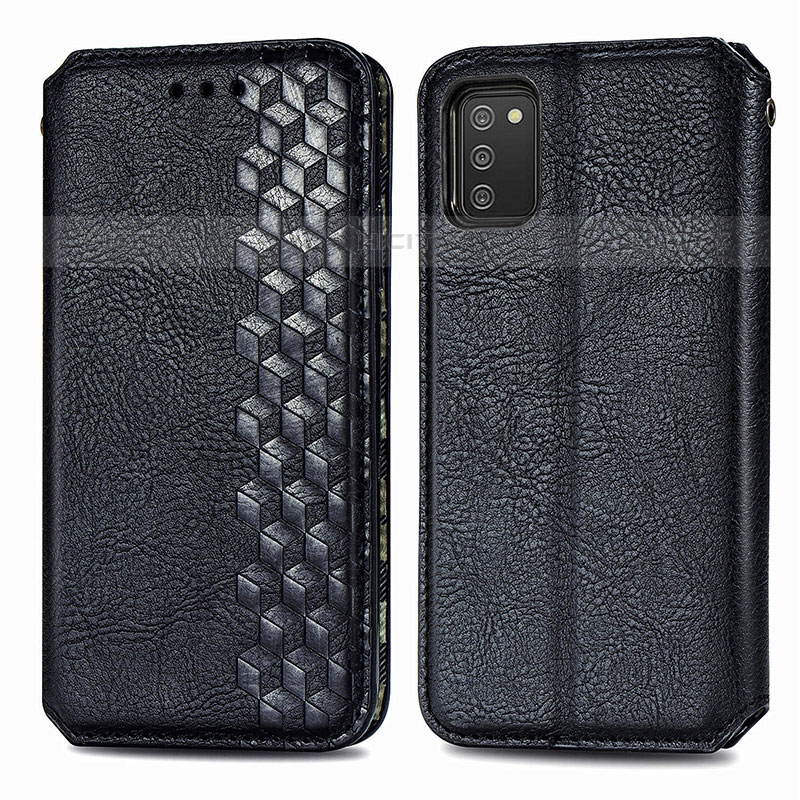 Custodia Portafoglio In Pelle Cover con Supporto S01D per Samsung Galaxy M02s Nero