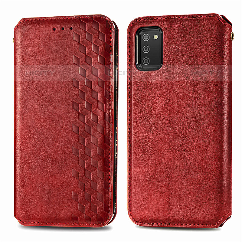 Custodia Portafoglio In Pelle Cover con Supporto S01D per Samsung Galaxy M02s Rosso