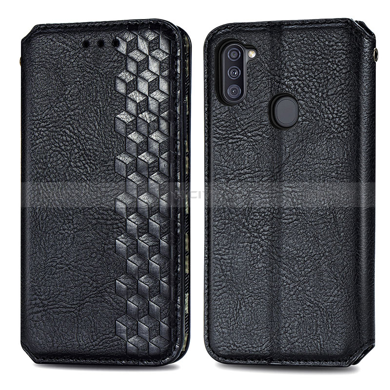 Custodia Portafoglio In Pelle Cover con Supporto S01D per Samsung Galaxy M11 Nero