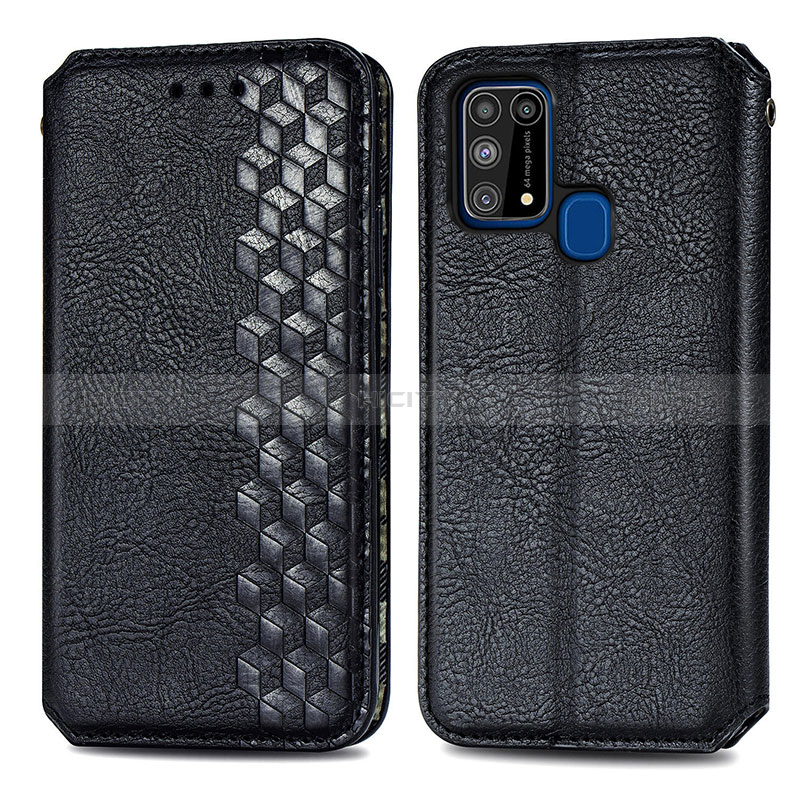 Custodia Portafoglio In Pelle Cover con Supporto S01D per Samsung Galaxy M31 Prime Edition Nero