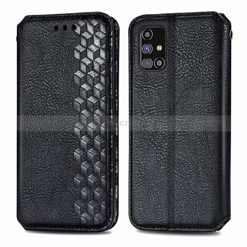 Custodia Portafoglio In Pelle Cover con Supporto S01D per Samsung Galaxy M31s Nero