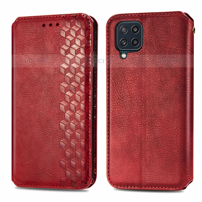 Custodia Portafoglio In Pelle Cover con Supporto S01D per Samsung Galaxy M32 4G Rosso