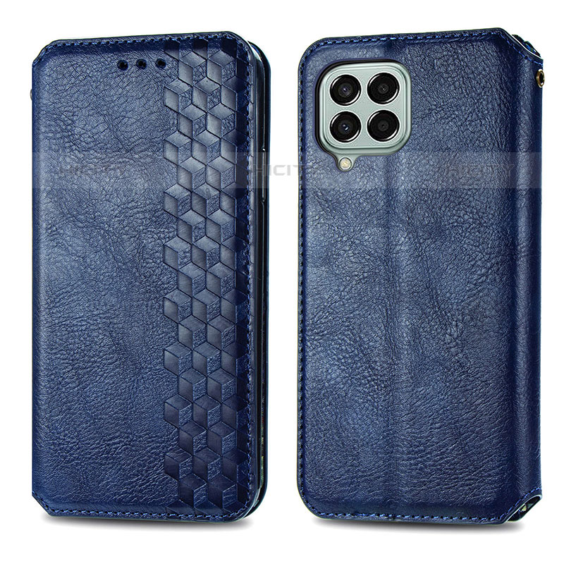 Custodia Portafoglio In Pelle Cover con Supporto S01D per Samsung Galaxy M33 5G Blu