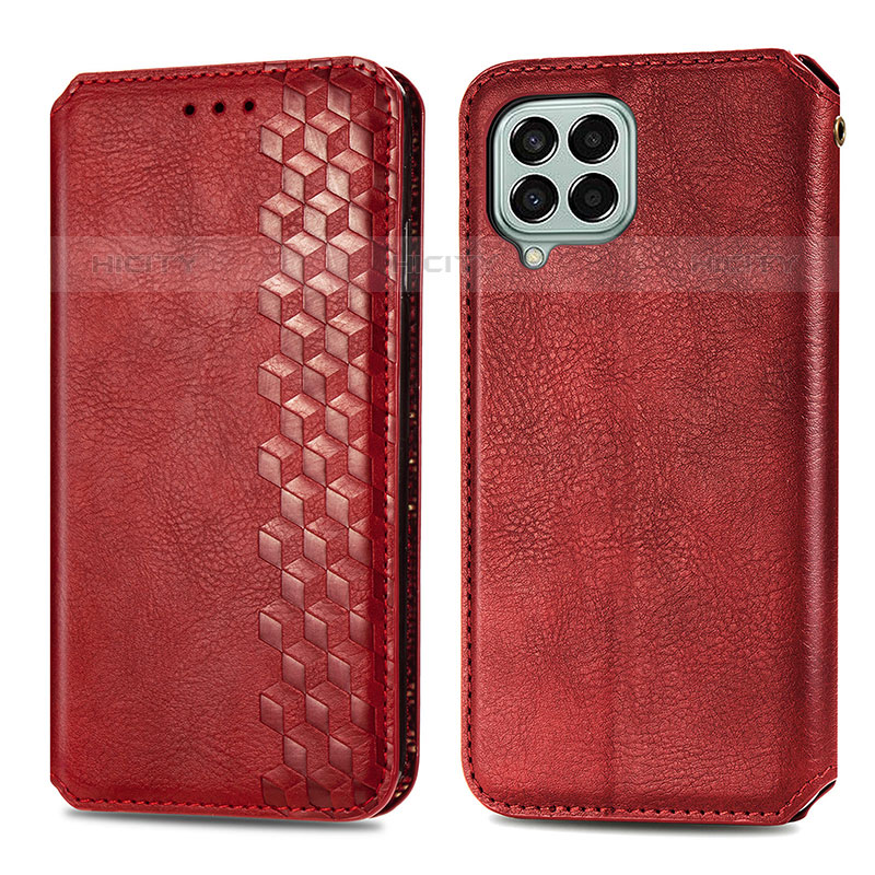 Custodia Portafoglio In Pelle Cover con Supporto S01D per Samsung Galaxy M33 5G Rosso