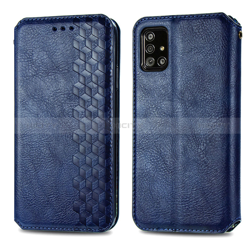 Custodia Portafoglio In Pelle Cover con Supporto S01D per Samsung Galaxy M40S Blu