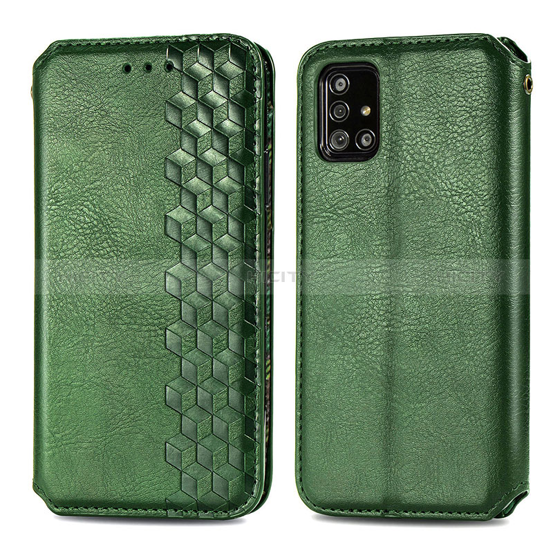 Custodia Portafoglio In Pelle Cover con Supporto S01D per Samsung Galaxy M40S Verde