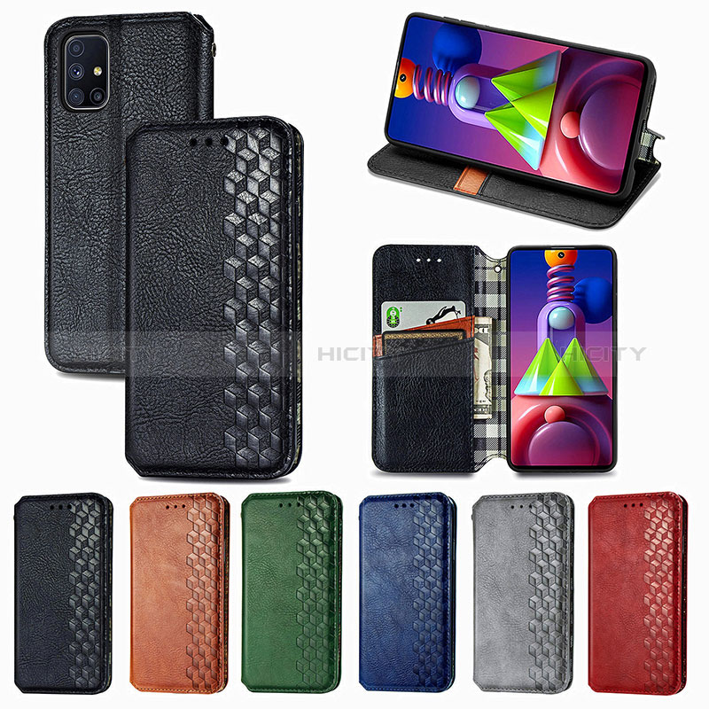 Custodia Portafoglio In Pelle Cover con Supporto S01D per Samsung Galaxy M51