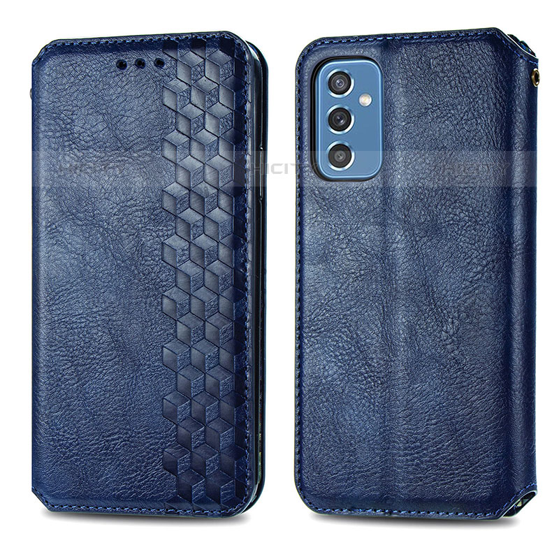 Custodia Portafoglio In Pelle Cover con Supporto S01D per Samsung Galaxy M52 5G Blu