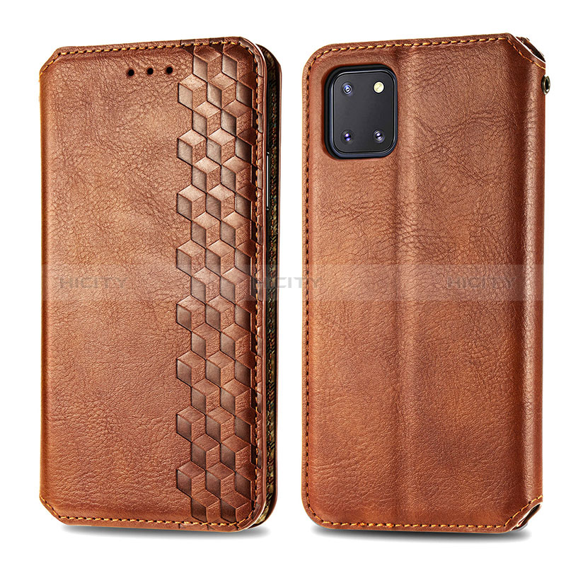 Custodia Portafoglio In Pelle Cover con Supporto S01D per Samsung Galaxy Note 10 Lite Marrone