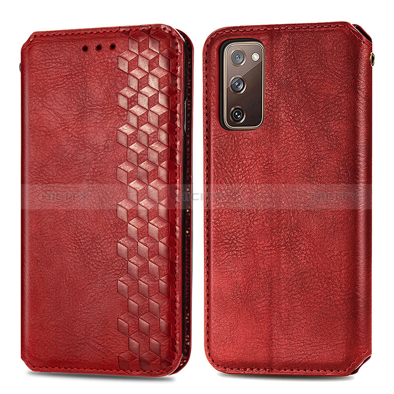 Custodia Portafoglio In Pelle Cover con Supporto S01D per Samsung Galaxy S20 FE 4G Rosso