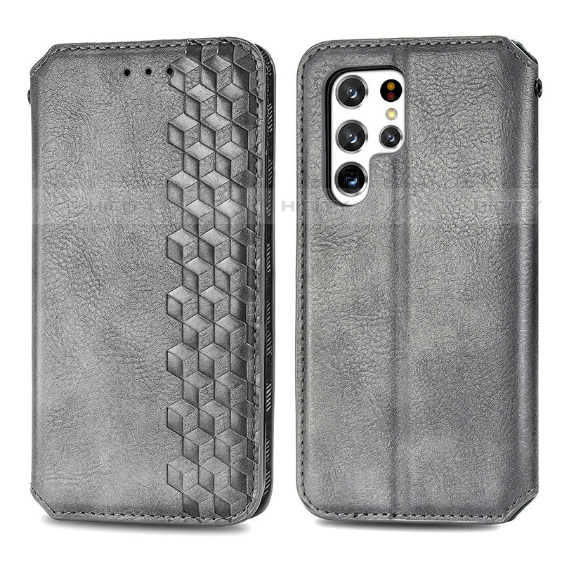 Custodia Portafoglio In Pelle Cover con Supporto S01D per Samsung Galaxy S21 Ultra 5G Grigio