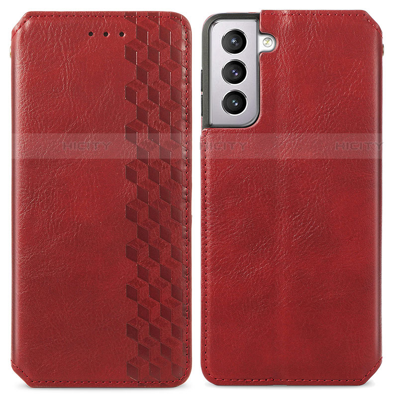 Custodia Portafoglio In Pelle Cover con Supporto S01D per Samsung Galaxy S22 5G Rosso