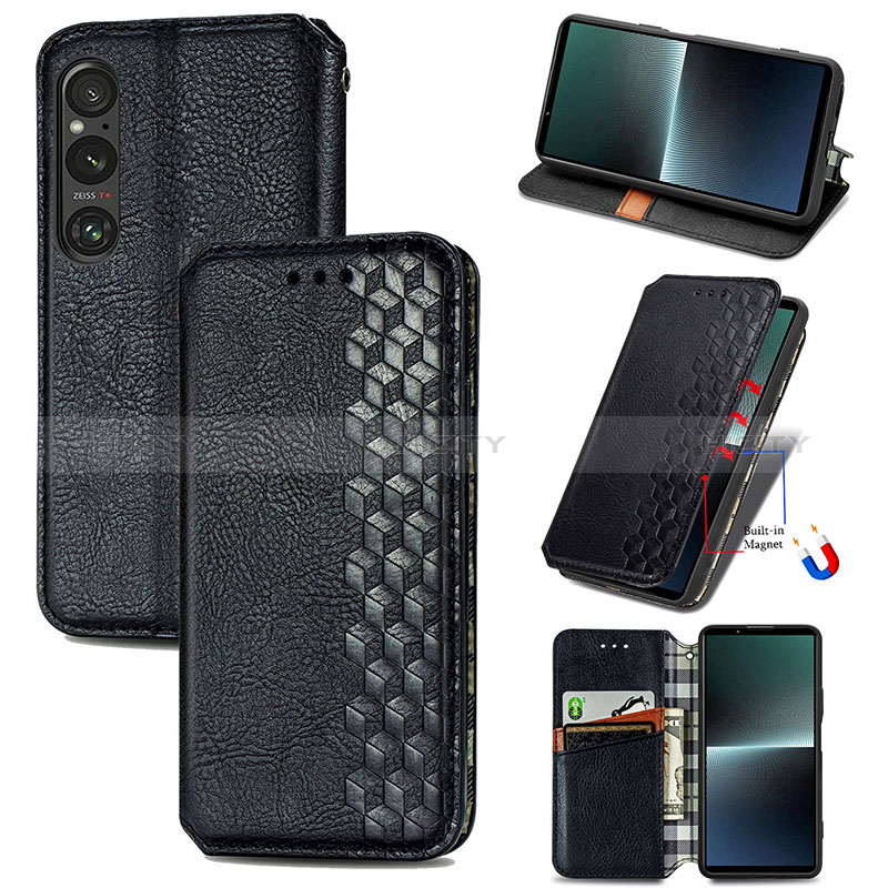 Custodia Portafoglio In Pelle Cover con Supporto S01D per Sony Xperia 1 V