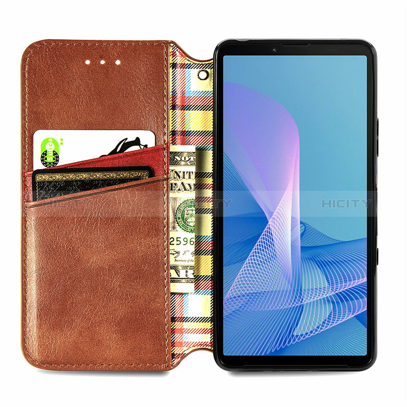 Custodia Portafoglio In Pelle Cover con Supporto S01D per Sony Xperia 10 III Lite