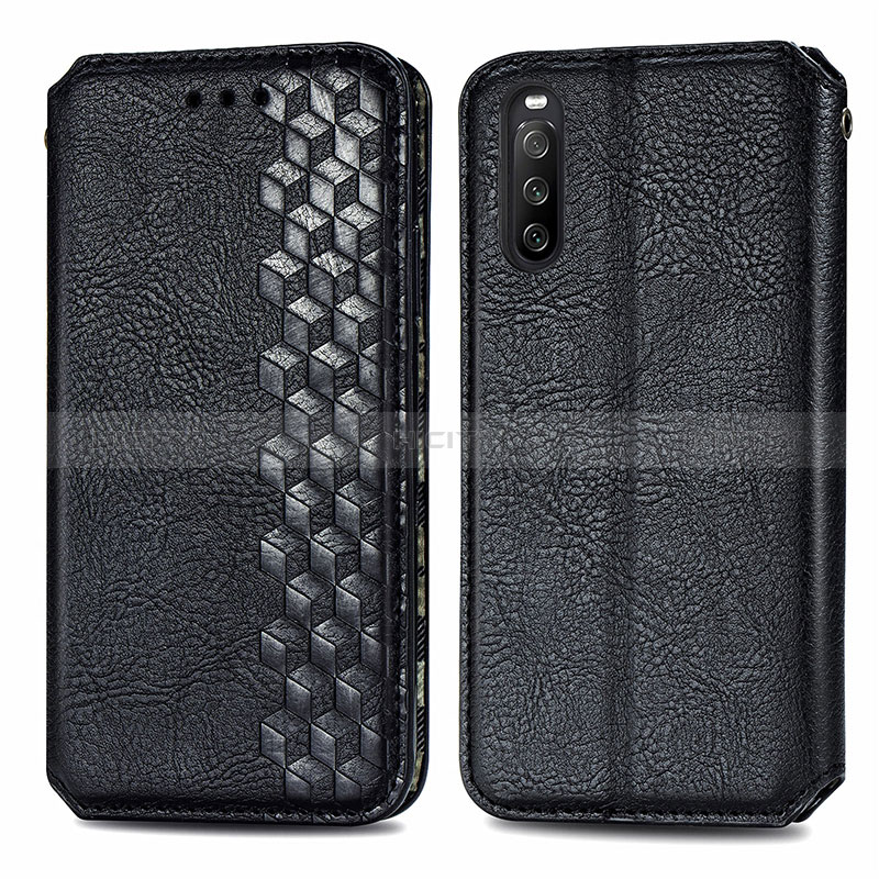 Custodia Portafoglio In Pelle Cover con Supporto S01D per Sony Xperia 10 III Lite Nero